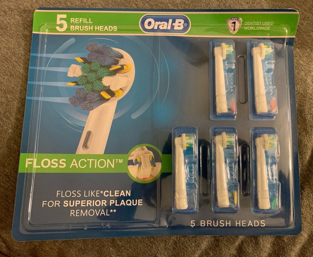 New Sealed Oral-B Floss Action 5 Refill Brush Heads